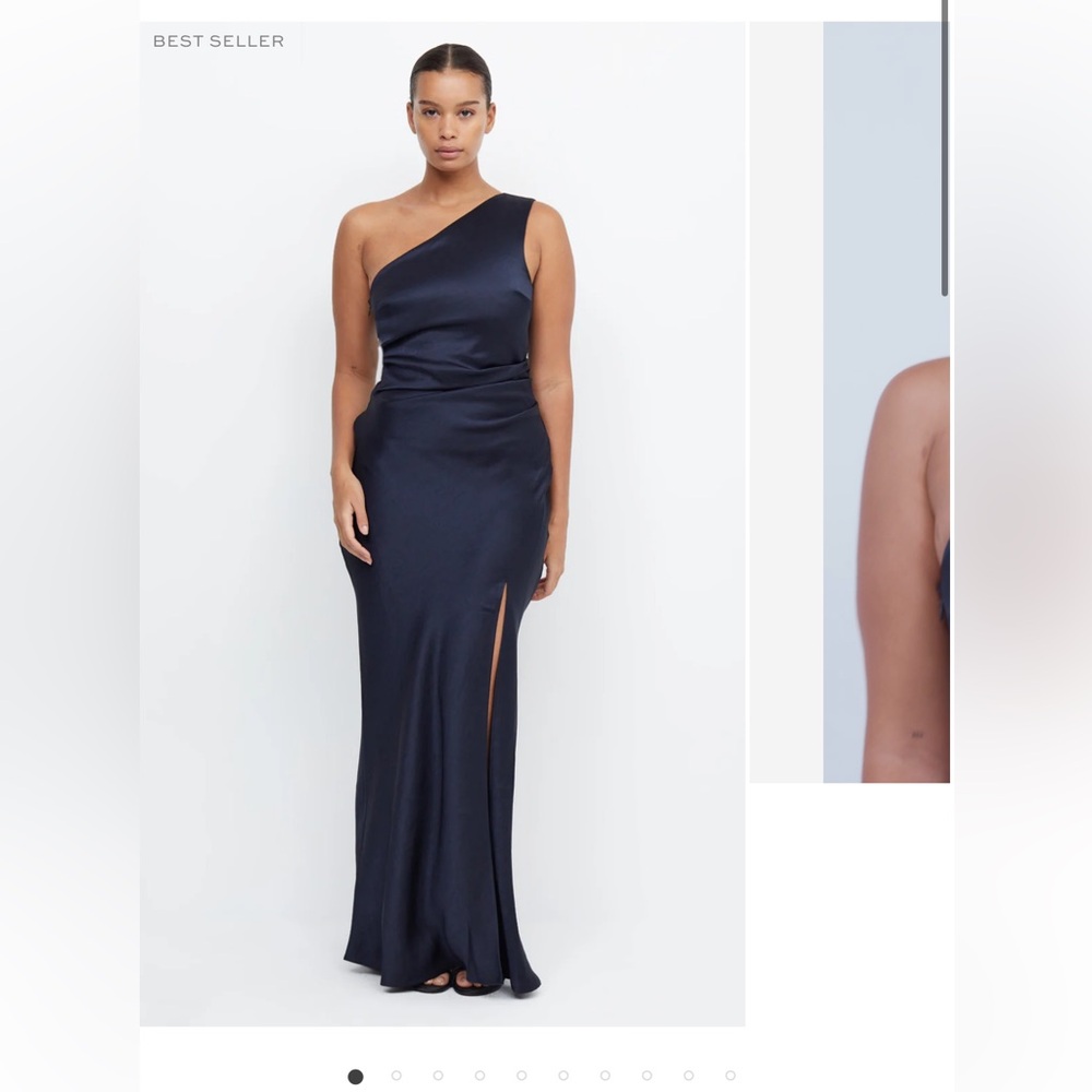 Bec and Bridge one shoulder navy maxi